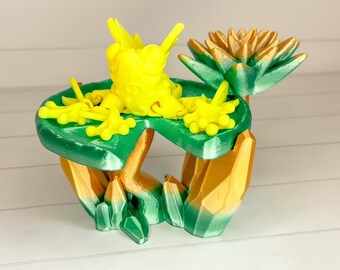Crystal lily pad frog stand