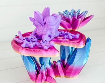 Crystal lily pad frog stand