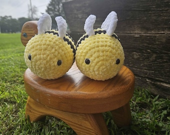 Crocheted Bee Stuffed Animal: Handmade Fluffy Plush