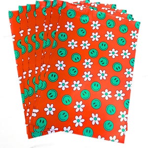 10x13&quot; Red Smiley Face Poly Mailer, Retro Floral Poly Mailer, Trendy Shipping Bags, Mailer Bags, Cute Vibrant Poly Mailers