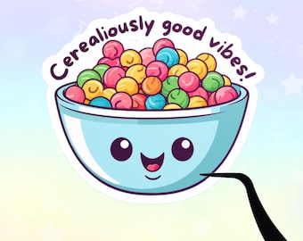 Colorful Kawaii Cereal Bowl Sticker Indoor Kiss-Cut Vinyl