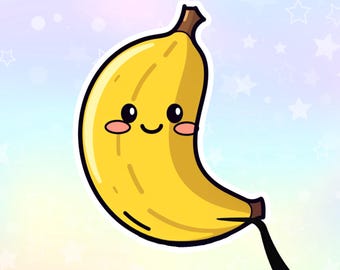 Kawaii Banana Sticker, Food Planner Stickers, Glossy Vinyl