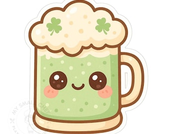 Serving Lucky Vibes, St Patty's Day Kawaii Vinyl Decal Sticker