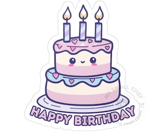 Happy Birthday Cake Kiss Cut Vinyl Decal Sticker