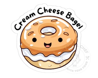Calcomanía de vinilo de bagel con queso crema