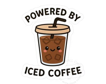 Calcomanía de vinilo troquelada con tecnología de café helado.