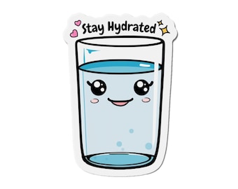 Stay Hydrated Kawaii Glass magnet | Die-Cut Magnets