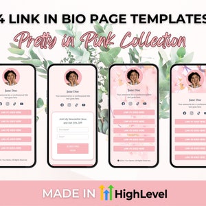 Link in Bio Templates for High Level, GoHighLevel, Pink Color Scheme, Linktree Alternative, Instagram Link in Bio, Beauty Theme