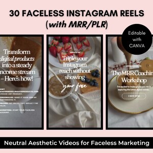 30 Faceless Instagram Reels with Master Resell Rights, PLR, Digital Marketing Content, Digital Production Creation