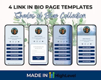 Link azul em modelos de bio: HighLevel, Instagram, alternativa ao Linktree