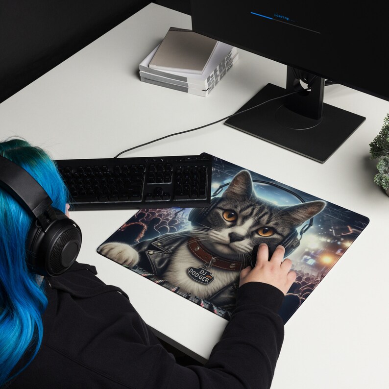 Gaming Mouse Pad EDM Mouse Pad Cat DJ Mouse Pad Mouse Pad Etsy