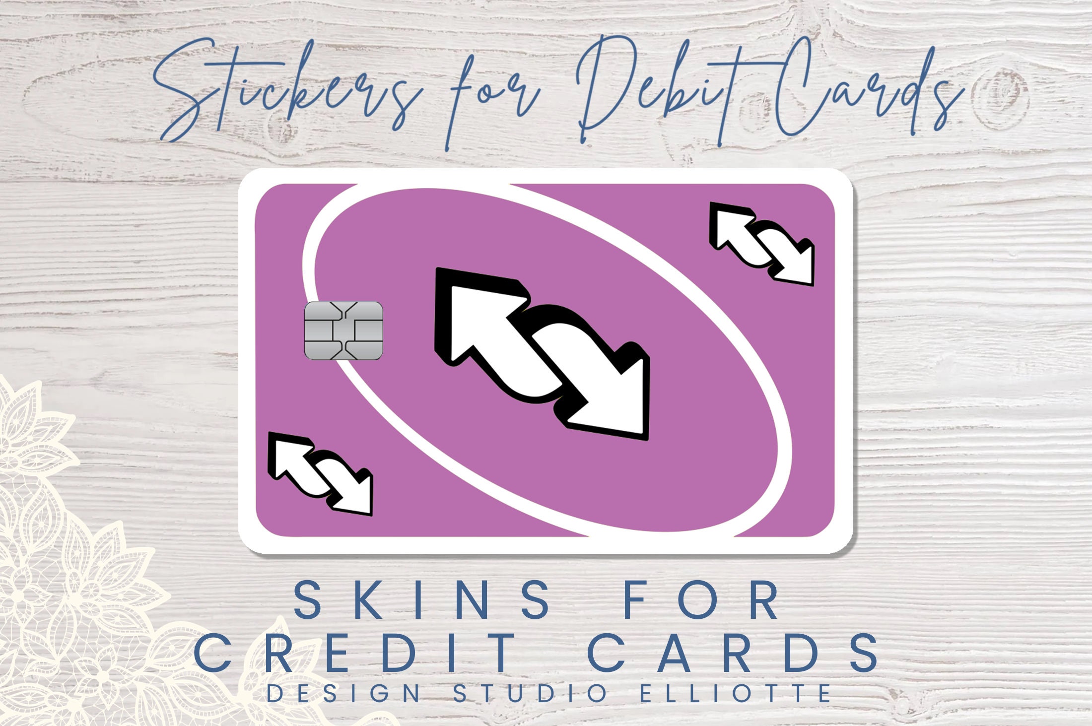 Pink Uno Reverse Card Credit Card SMART Sticker Skin Decal, Card Wrap