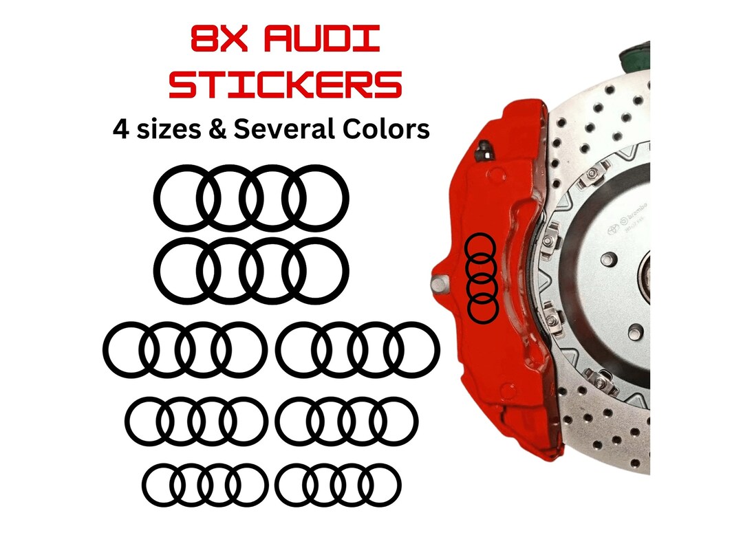 4x Audi S4 Brake Caliper Decals Stickers – 3 Sizes, Glossy Black/Silver, Self-Adhesive Vinyl