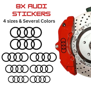 8x Audi Brake Caliper Decal Stickers: High-Temp Vinyl Car Decals