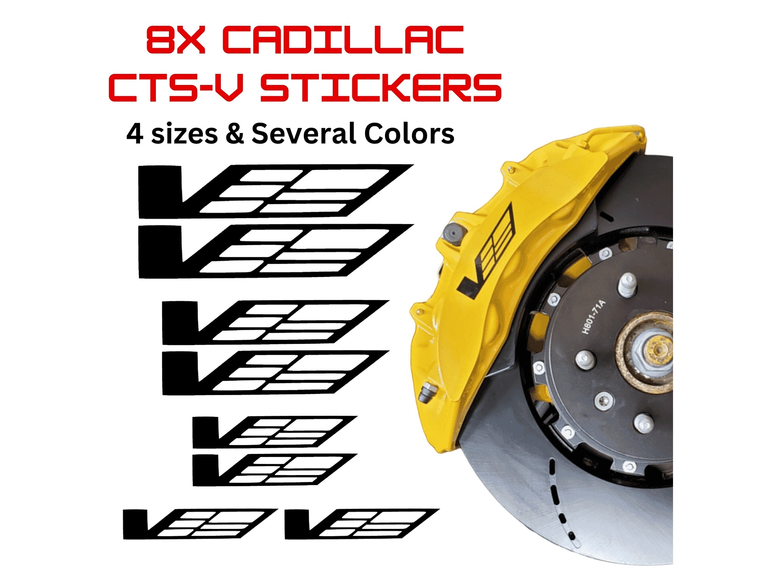 8x Cadillac CTSV Brake Caliper Decal Stickers, Brake Caliper Decals