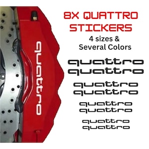Audi Quattro Brake Caliper Decal Stickers: High-Temp Vinyl (8x)