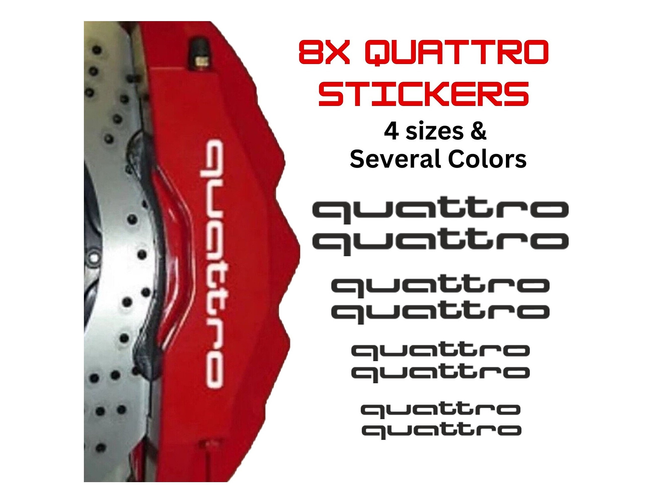 Audi Quattro Sticker SET x9 Racing S Line Sport Vinyl Decal Emblem BLACK/RED