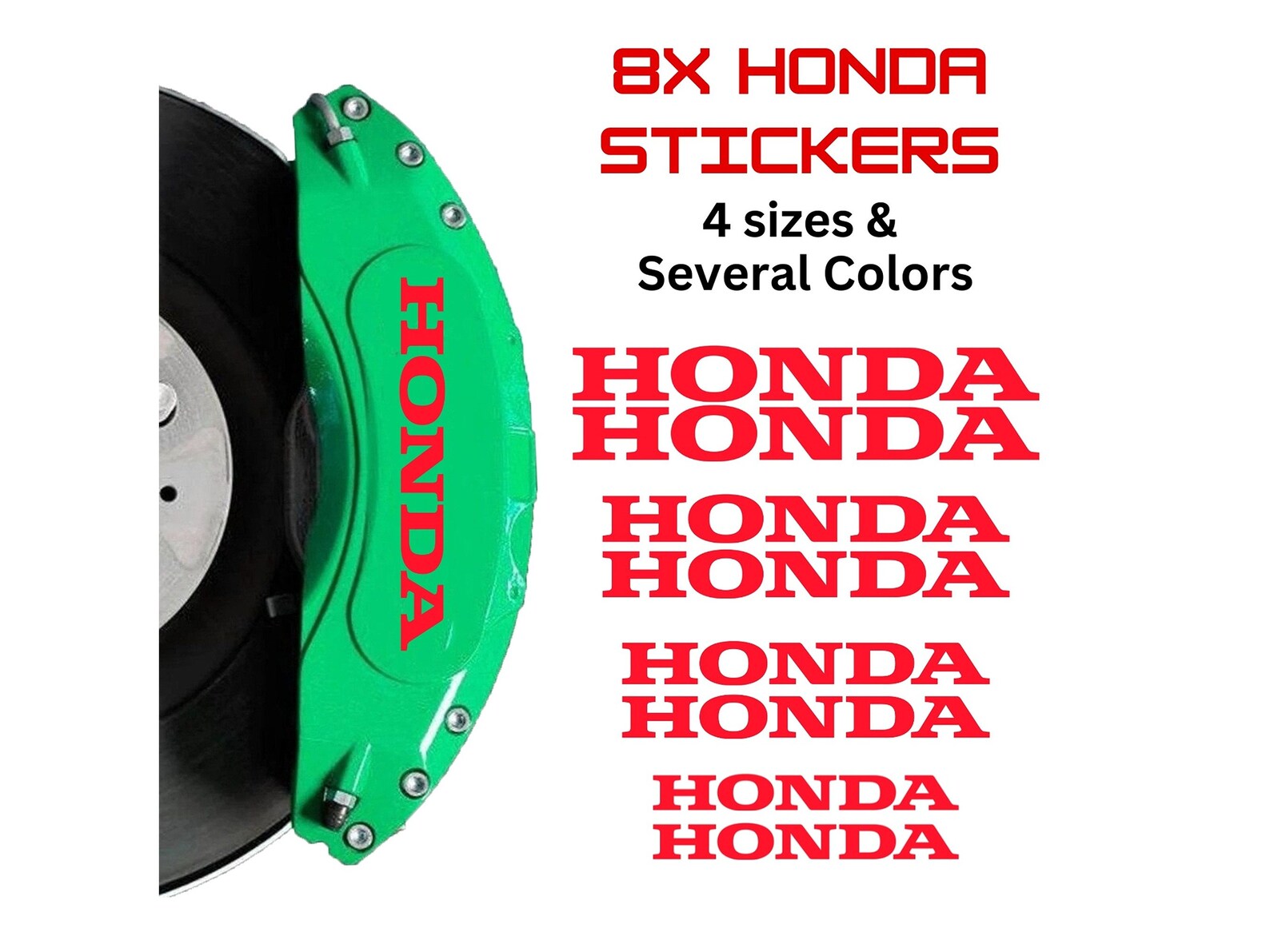 8x Honda Brake Caliper Decal Stickers, Brake Caliper Decals, Brake