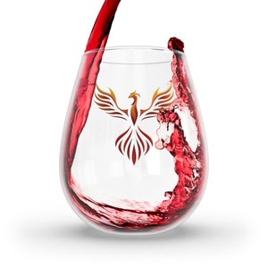 Kieliszek do wina Phoenix | Prezent Phoenix | Fantastyczny prezent na parapetówkę | Kieliszek do wina bez nóżki o pojemności 11,75 uncji | Akcesorium do wózka barowego | Fantastyczny prezent na wino