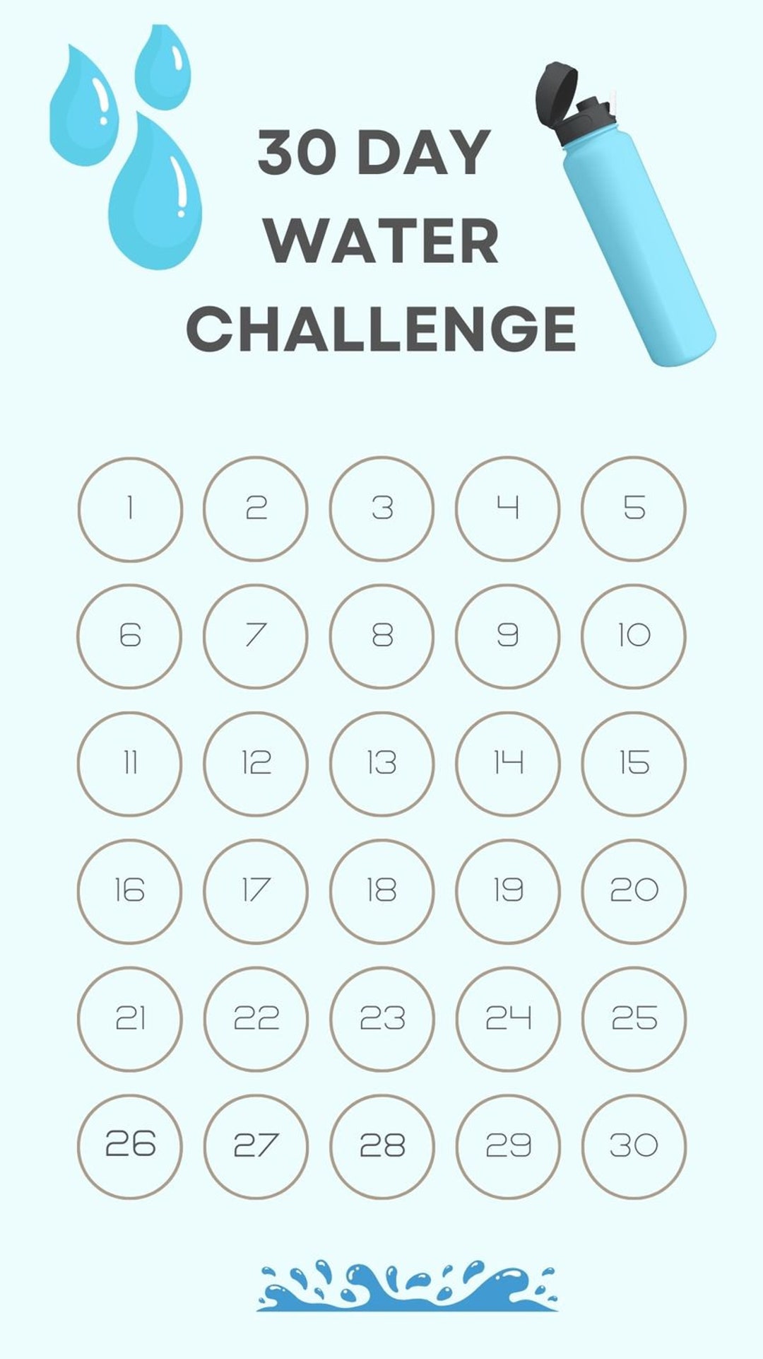 30-day Water Challenge - Etsy for 30 Day Water Challenge Free Printable