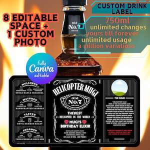 Personalized Whiskey Label Template: Vintage Drink Label (Canva Editable, Digital Download)