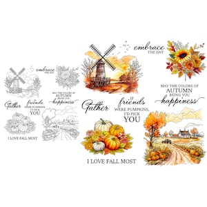 Citrouilles d'automne Moulin à vent si mes amis étaient des citrouilles Je vous choisirais J'aime La plupart des tampons transparents de l'automne Scrapbooking Création de cartes