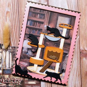 Playing Cats Cat Tree Furniture Metal Cutting Dies Scrapbooking Card Making Craft