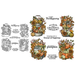 Citrouilles Happy Thanksgiving Remerciez-vous d'un coeur reconnaissant en vous souhaitant une moisson de bonheur Tampons transparents pour scrapbooking Cartes artisanales