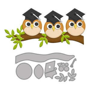 Graduation Cap Owl Tree Branch Metal Cutting Dies Scrapbook Card Making Craft