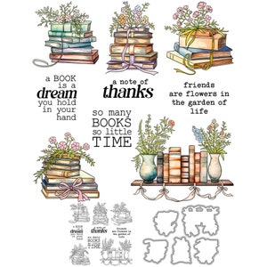 Livres Fleurs Un livre est un rêve que vous tenez dans votre main Matrices de découpe en métal Tampons transparents Scrapbooking Fabrication de cartes Artisanat