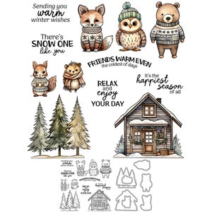 Suéteres de animales de invierno, hay nieve, uno como tú, es la temporada más feliz de todos los troqueles de corte de Metal, sellos transparentes, fabricación de tarjetas artesanales