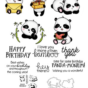 Bébé panda, je t'aime plus que du bambou C'est l'occasion d'un anniversaire Matrices de découpe métal panda-monium Tampons transparents fabrication de cartes artisanat