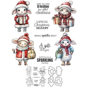 Navidad Invierno Oveja Cordero Festivo Diversión Llena Navidad Haciendo Espíritus Brillantes Troqueles De Corte De Metal Sellos Transparentes Álbum De Recortes Fabricación De Tarjetas Manualidades
