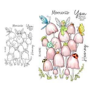 Setas de primavera, insectos de hadas, realmente eres el mejor, sellos transparentes, manualidades para hacer tarjetas y álbumes de recortes