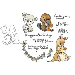 Troqueles de corte de Metal para el día de la madre, amor, animales bebés, sellos transparentes, tarjeta para álbum de recortes
