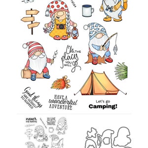 Tienda de campaña de gnomos, fogata para vivir, es viajar, nunca dejar de explorar, maravillosa aventura, troqueles de corte de Metal, sellos transparentes, tarjeta artesanal