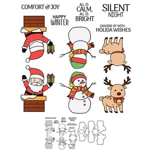 Noël père noël cheminée bonhomme de neige renne confort et joie Matrices de découpe en métal tampon transparent fabrication de cartes artisanat
