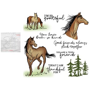 Troqueles de corte de Metal, animales de caballo, agradecidos por ti, amigos, sellos transparentes para manualidades