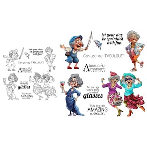 Felices ancianas, eres una mujer increíble, ¿puedes decir fabuloso? Deja que tu día esté salpicado con divertidas tarjetas de sellos transparentes