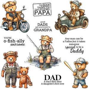 Fête des pères Ours O-Fish-allié Génial L'homme le mythe La légende Papa papa Matrices de découpe en métal Tampons transparents Scrapbooking Fabrication de cartes artisanat