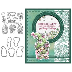 Troqueles de corte de Metal para el día de la madre, amor, rosas, flores, gnomos, sellos transparentes para manualidades