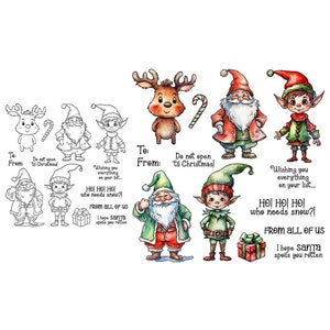 Noël, père Noël, elfe, renne, ne pas ouvrir avant Noël, espère que le père Noël vous gâtera pourris Tampons transparents Scrapbooking fabrication de cartes artisanat