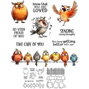 Oiseaux Hibou Vous ne cesse de vous améliorer avec l'âge, sachez que vous êtes aimé Matrices de découpe en métal Tampons transparents Scrapbooking Fabrication de cartes artisanales