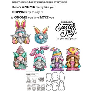 Gnomos de Pascua felices, hay Gnomo, conejito como tú, alegría de Pascua, troqueles de corte de Metal, sellos transparentes, álbum de recortes, fabricación de tarjetas artesanales