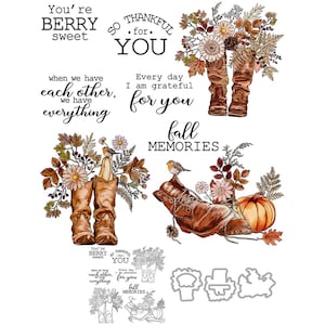 Bottes Fleurs Quand nous nous sommes réunis, nous avons tout Matrices de découpe en métal Tampons transparents Scrapbooking Fabrication de cartes Artisanat