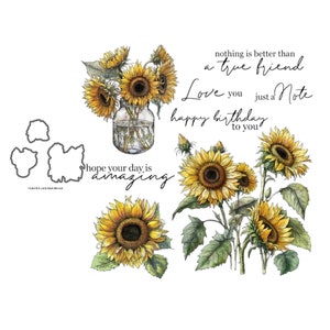 Troqueles de corte de Metal con girasoles florecientes, sellos transparentes para tarjetas de álbum de recortes