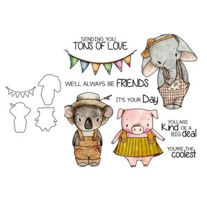 Troqueles de corte de metal, sellos transparentes, elefante, Koala, cerdo, animales, amigos, envío de amor