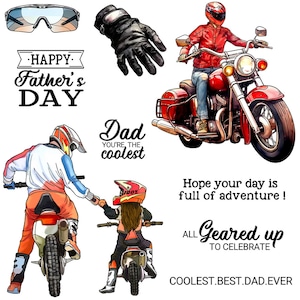 Feliz Día del Padre, moto de cross, motocicleta, el mejor papá, troqueles de corte de Metal, sellos transparentes, álbum de recortes, fabricación de tarjetas artesanales