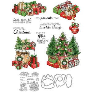 Regalos de árboles de Navidad, no se abren hasta el 25 de diciembre, es tiempo presente, troqueles de corte de Metal, sellos transparentes, fabricación de tarjetas artesanales