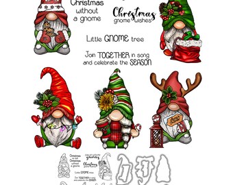 Christmas Gnomes Chillin With My Gnomes Little Gnome Tree Metal Cutting Dies Clear Stamps Card Making Craft